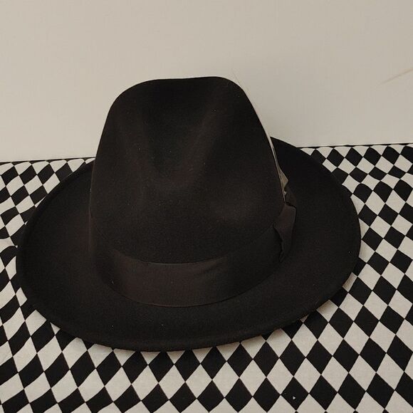 MEN'S MONTIQUE BLACK LIGHT FELT 2 1/2" WIDE BRIM PINCH FEDORA HAT. H60 - Picture 7 of 8